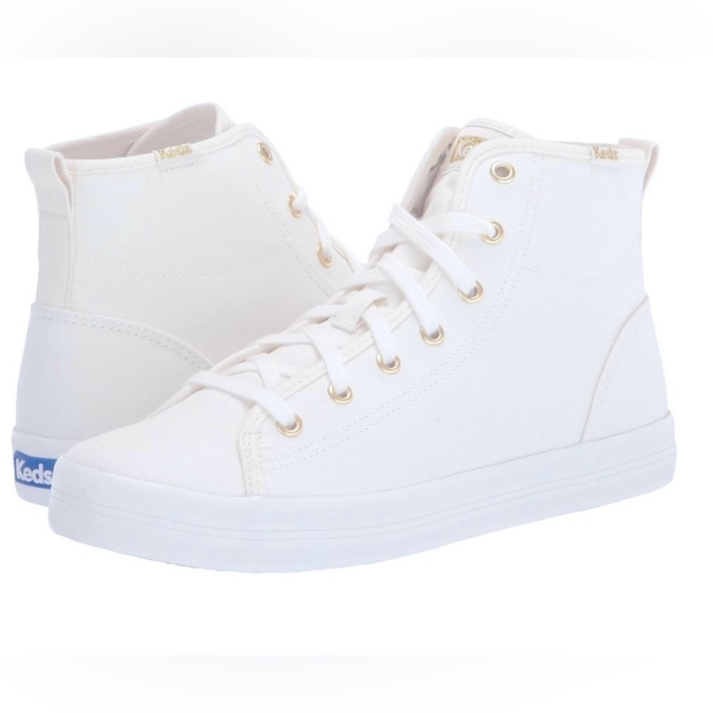 Keds Women's Kickstart Hi White Canvas High-Top Sneakers Lace Up Shoes Sz 9.5